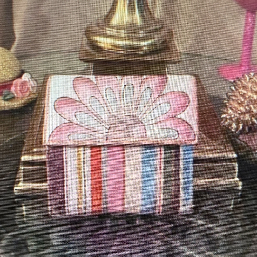 Anuschka Pink Floral Striped Card Holder